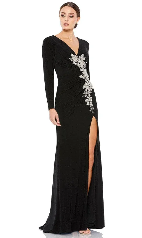 Winter Warm - Up Sale Mac Duggal 12453 - Long Sleeve Appliqued Evening Dress