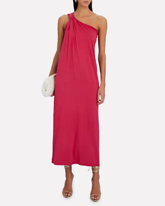 Wardrobe Refresh One-Shoulder Maxi Dress In Fuschia Pink