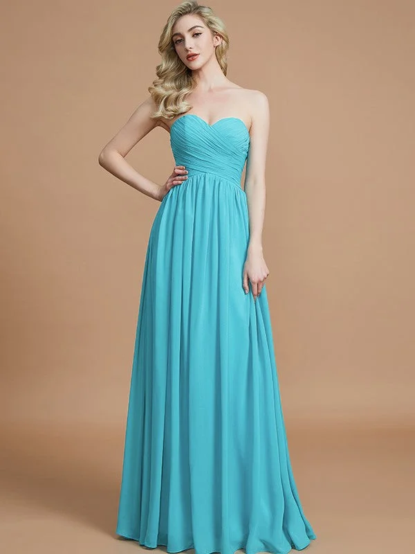 Chic Styles Empire Sweetheart Sleeveless Ruched Floor-Length Chiffon Bridesmaid Dresses