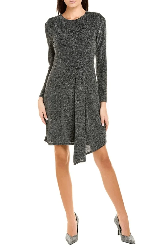 Great Prices On Feminine Styles London Times T6499M - Long Sleeve Dangling Skirt Glittered Dress