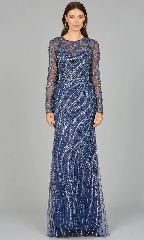 Buy More, Save More Lara Dresses 29039 - Swirl Beaded Long Sleeve Formal Dress