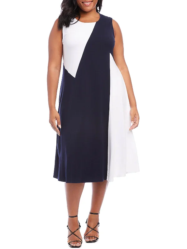 Fashion Sale Womens Colorblock Rayon Midi Dress