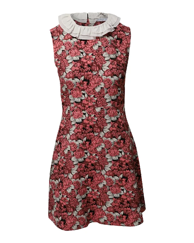 Buy More, Save More Sandro Frilled Collar Mini Dress in Floral Print Polyester