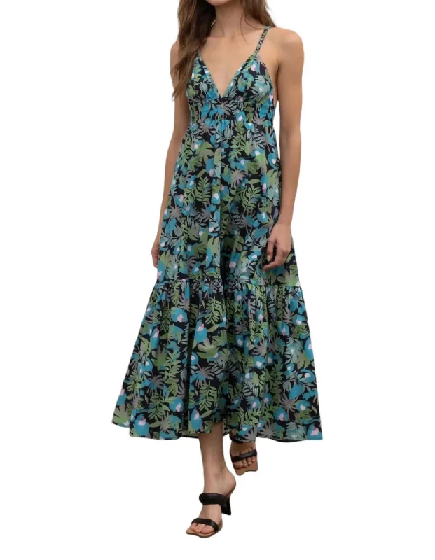 Stylish Savings Sweetheart Floral Midi Dress In Botanical