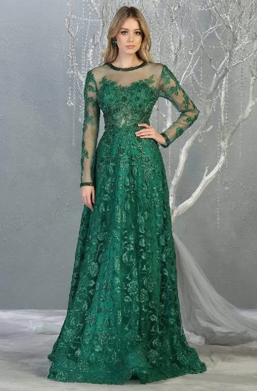 Fashionista Favorites May Queen - RQ7875 Embroidered Long Sleeve A-line Dress