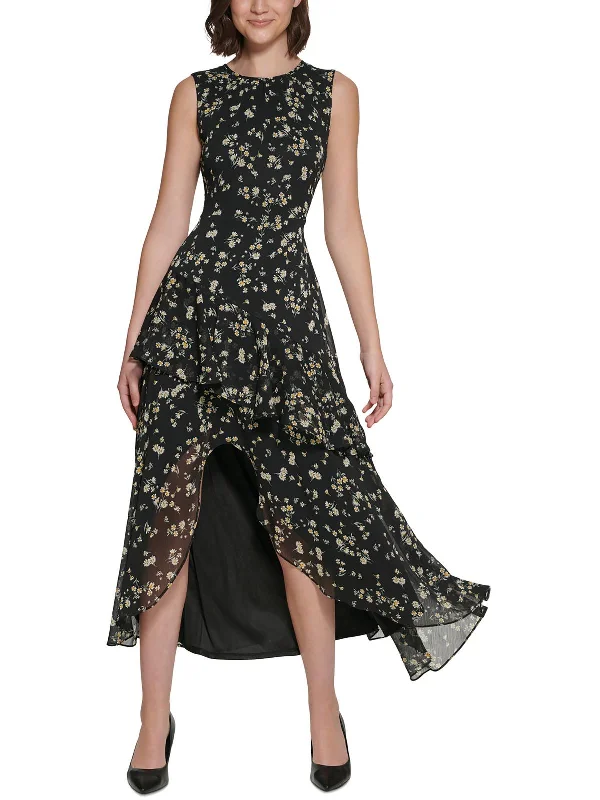 Score Big On Glamorous Red - Carpet Styles Womens Floral Ruffled Maxi Dress