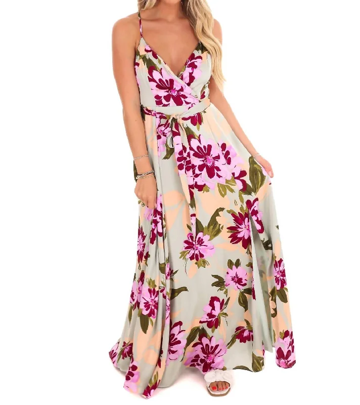 Fashion Essentials You Grow Girl Floral Maxi Dress In Sage