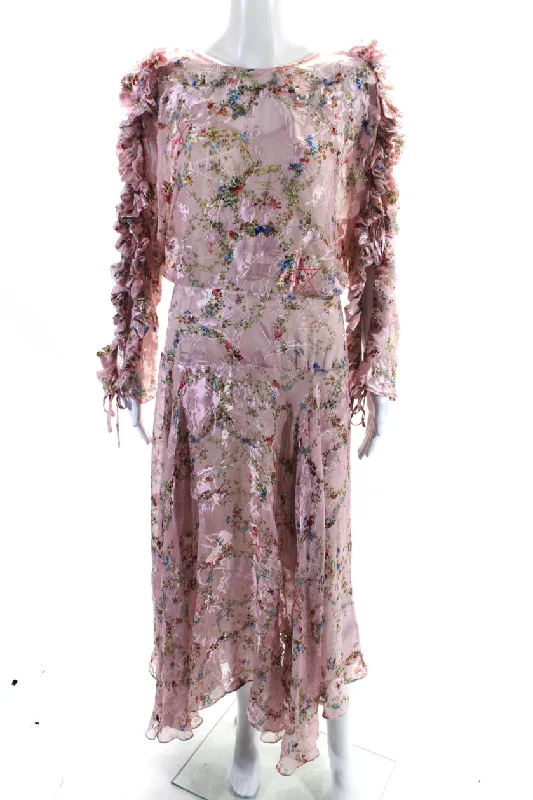 Fashion-Forward Outfits Preen By Thornton Bregazzi Womens Pink Floral Long Sleeve Shift Dress