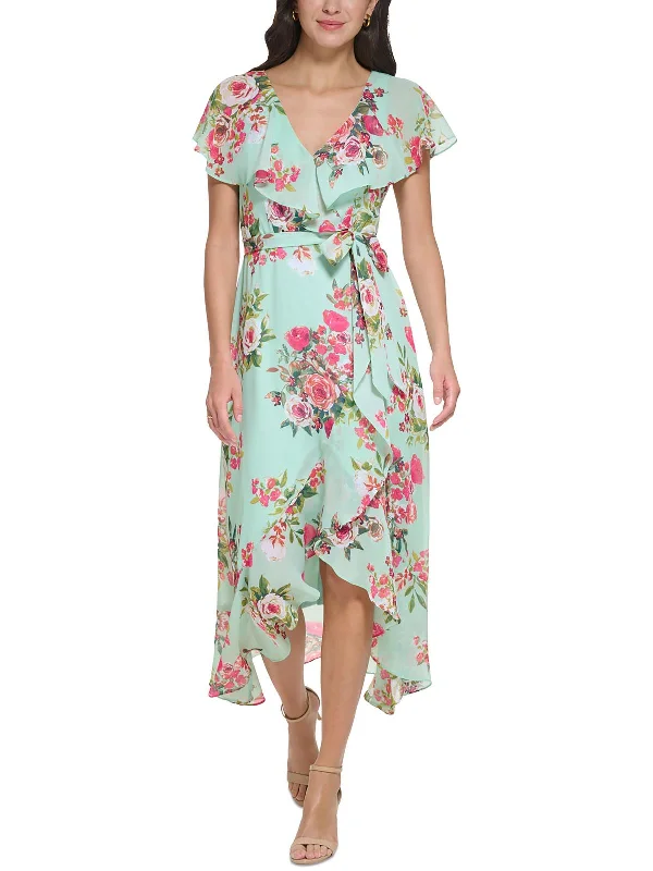 Exclusive Sale Womens Floral Faux Wrap Cocktail And Party Dress