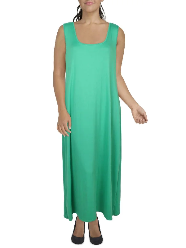 Lighten Up With Nordic Styles Plus Womens Sleeveless Scoop Neck Midi Dress