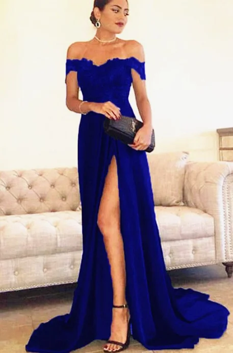 Latest Fashion royal blue prom dress long split evening gown cg2821