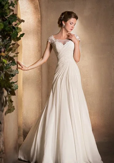 Limited - Time Bundle Scoop-Neck Cap-Sleeve Chiffon Dress With Ruching And Appliques