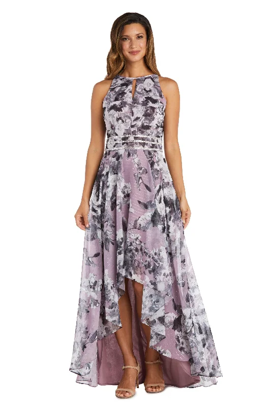 Holiday Sale R&M Richards 9392 High Low Floral Halter Dress