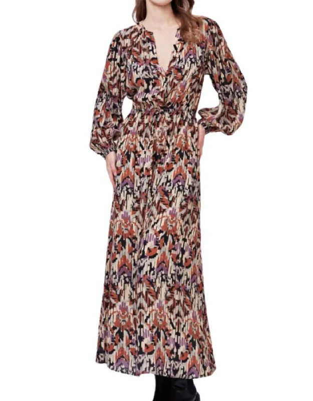 Limited Styles Chloe Abstract Print Maxi Dress In Brown