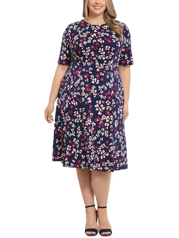 Lighten Up With Nordic Styles Plus Womens Printed Jersey Midi Dress