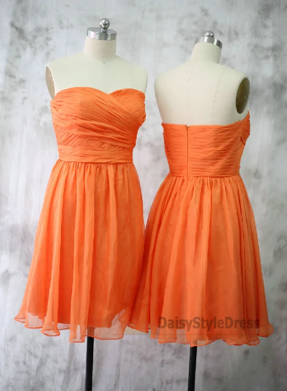 Stylish Spring Fashion Knee Length Sweetheart Orange Bridesmaid Dress