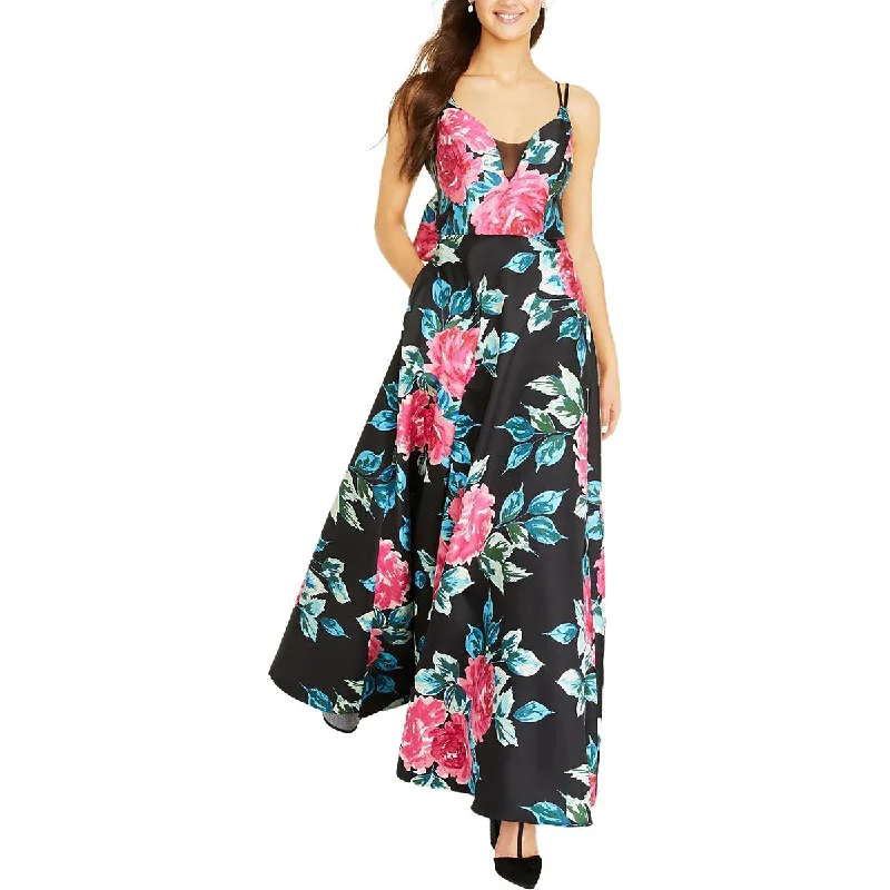 Fashion For Every Occasion Juniors Womens Floral Bow Back Evening Dress