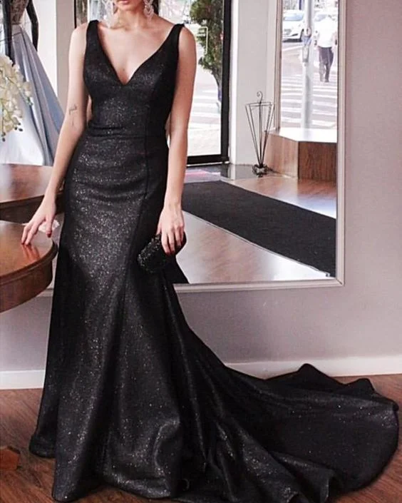 Limited-Time Offer Sparkle Sequin Mermaid Prom Dresses V Neck Evening Gown cg3323