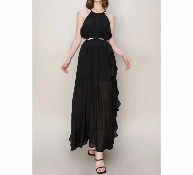 Exclusive Sale Cutout Halter Maxi Dress In Black