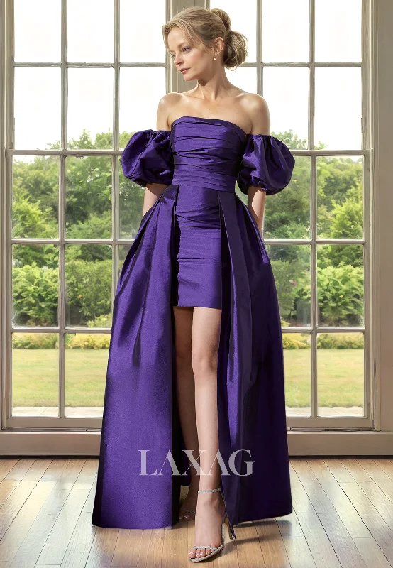 Early Access To Art Deco Styles Sale A-Line Strapless Off Shoulder Sleek Satin Mother of the Bride Dress with Train