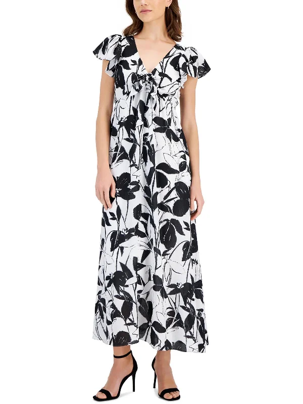 Lighten Up With Nordic Styles Womens Printed Chiffon Maxi Dress