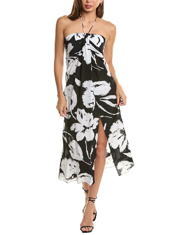 Mother'S Day Special Michael Kors Collection Halter Silk Midi Dress