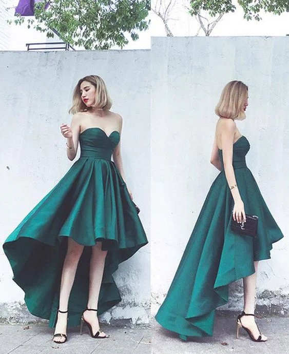 Save Big Elegant Strapless High Low homecoming  Dress Green Formal Evening Gown  cg246