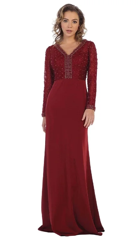 Huge Savings On Parisian Styles May Queen RQ7692 - Long Sleeve Column Formal Dress