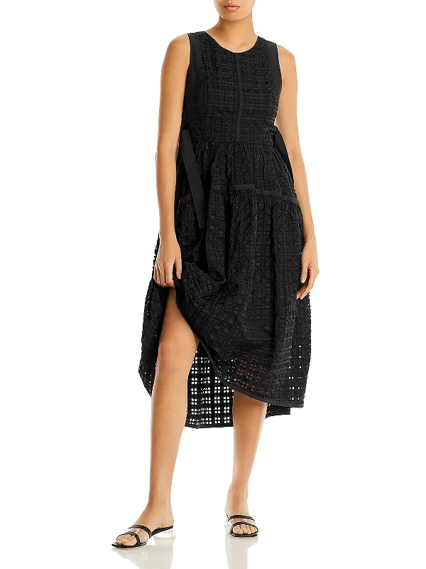 Summer Splash Sale Tafeeta Womens Textured Viscose Midi Dress