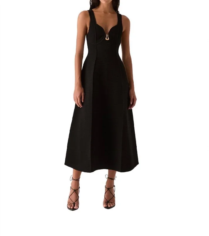 Save Big Marisole Knit Midi Dress In Black