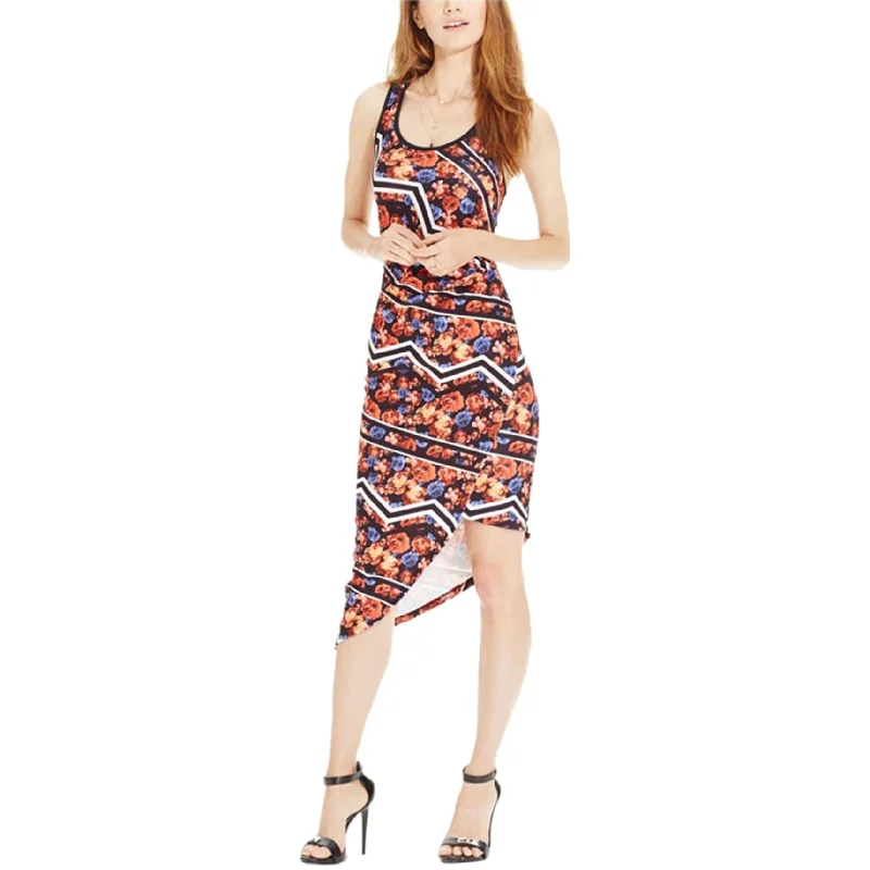 Mid - Week Surprise Material Girl Womens Printed Asymmetrical Hem Bodycon Dress