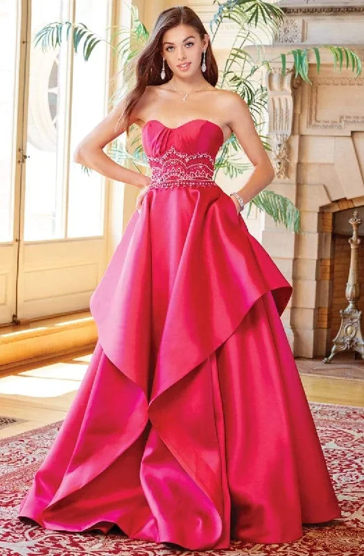 Big Savings Clarisse - Strapless Beaded Waist Ruffled Ballgown 3478