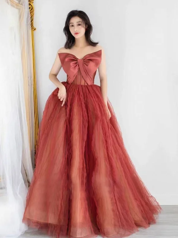 Fashion Forward Camille Front Bowknot Tulle Maxi Dress