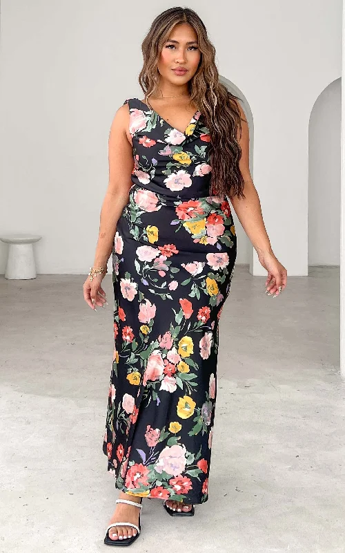 Spring Wardrobe Schiffer Maxi Dress - Black Floral