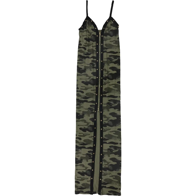 Chic Styles Tags Weekly Womens Camo Full-Zip Bodycon Dress, Green, X-Small