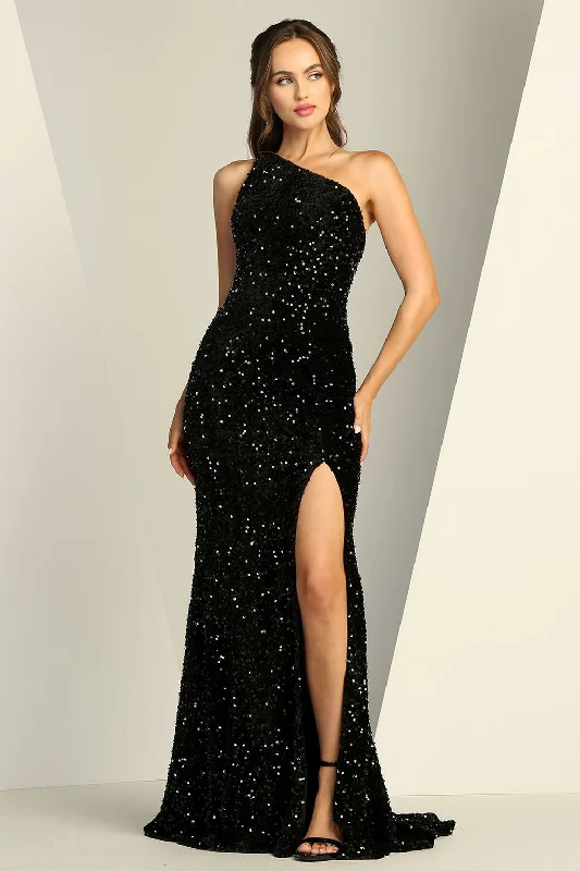 Save On Inspired Styles Adora 3140 Long Evening Formal Sequin Fitted Slit Prom Dress