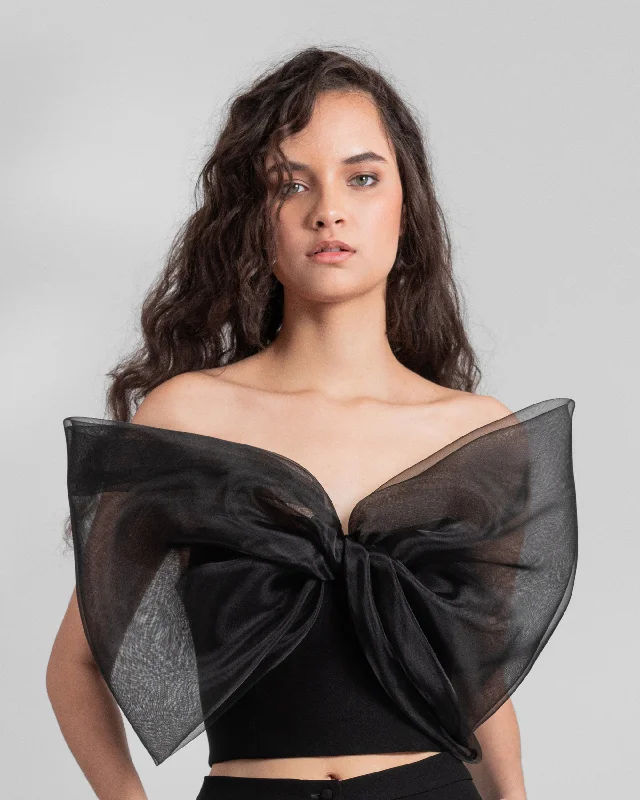 Beat The Heat In Tropical Styles Strapless Bow-Like Top