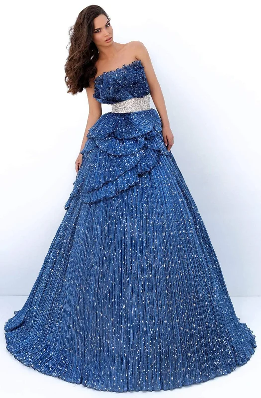 Limited Quantities Tarik Ediz - 93830 Strapless Glittered Allover Empire Gown