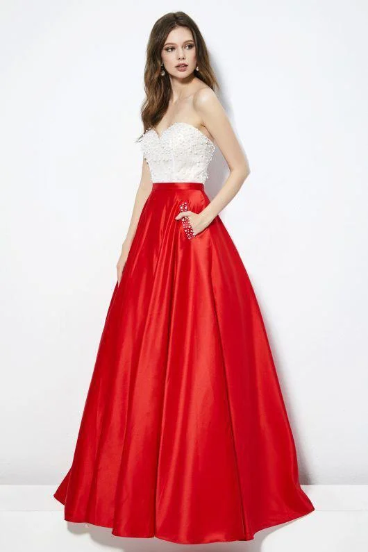 Limited-Time Offer Angela & Alison - Strapless Pearl Beaded Ballgown 81001SC