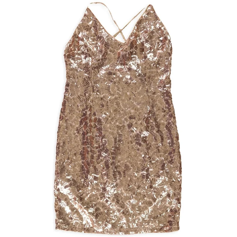 Day-To-Night Styles Ralph Lauren Womens Sequined Bodycon Dress, Pink, 4