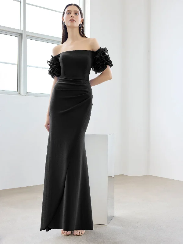 Trend Alert Diana Black Ruffle Sleeve Gown