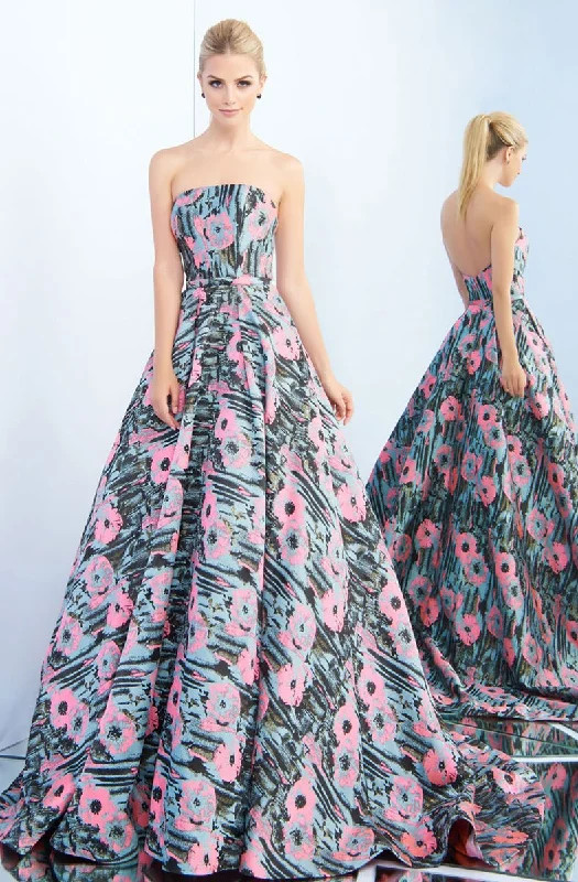 Fashion Sale Ieena Duggal - Strapless Floral Print Evening Gown 55213ISC