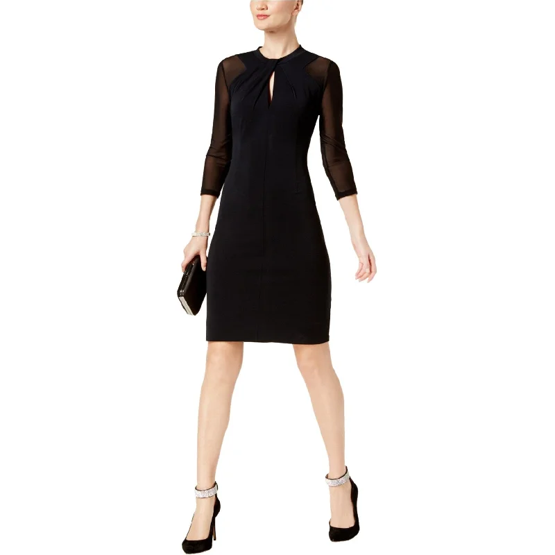 Lighten Up With Nordic Styles I-N-C Womens Illusion-Sleeve Bodycon Dress, Black, X-Small