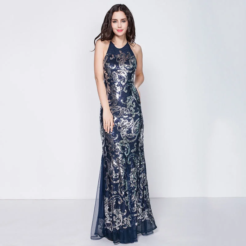 Trend Alert Jodie Backless Embroidered Sequin Maxi Dress