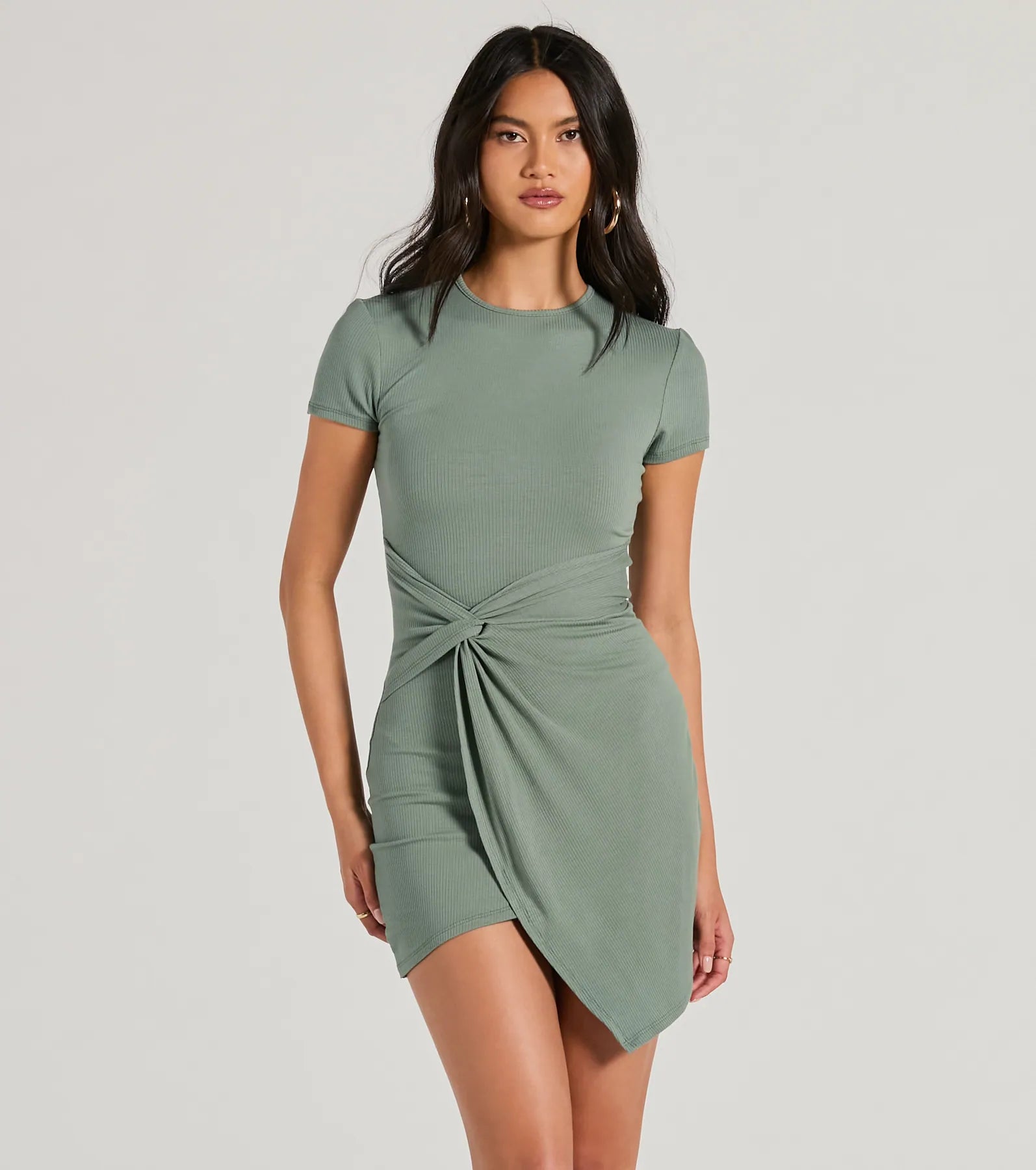 Limited - Time Bundle Cutest Spirit Short Sleeve Knot Tie Mini Dress