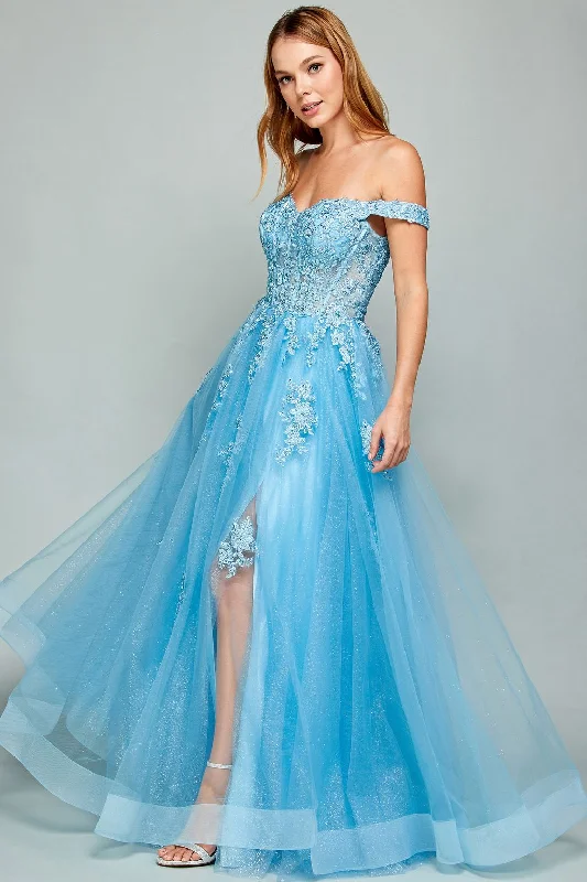 Seasonal Trends Adora 3002 A Line Long Formal Applique Prom Dress