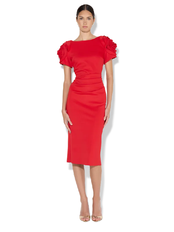 Day-To-Night Styles Monelli Red Rosette Sleeve Dress