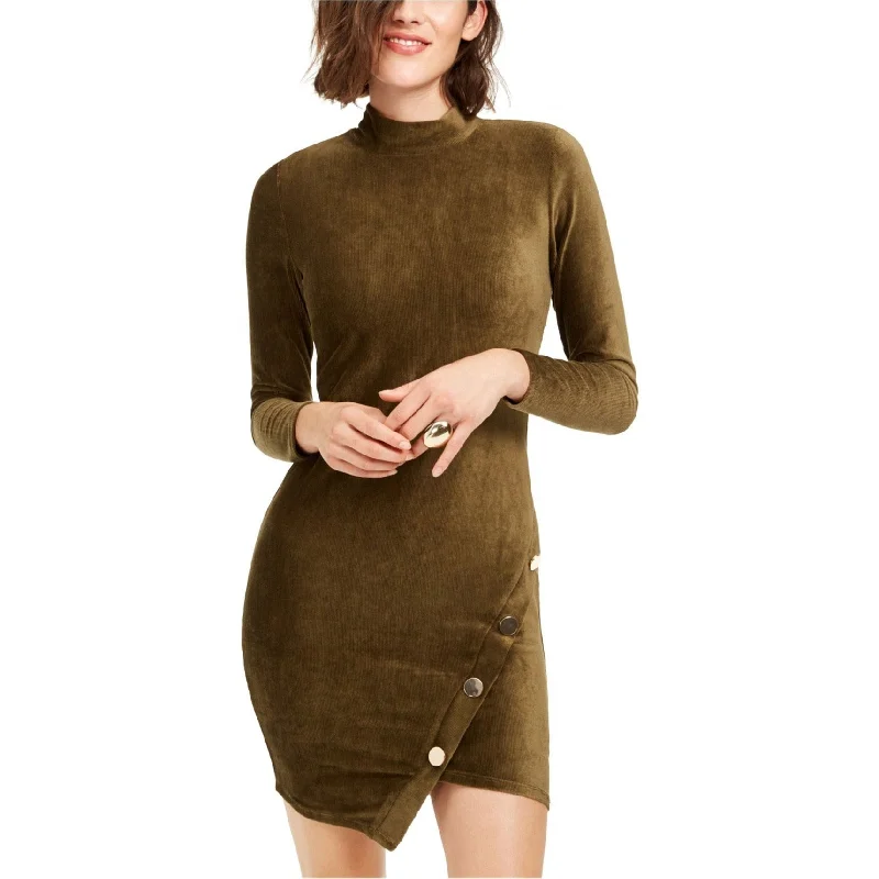 Stylish Looks Almost Famous Womens Corduroy Bodycon Dress, Green, Large