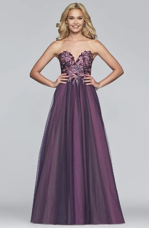 Winter Warm - Up Sale Faviana - s10023SC Embroidered Strapless Tulle A-Line Gown