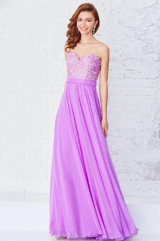 Exclusive Sale Angela & Alison - 71112SC Embroidered Strapless A-Line Evening Gown